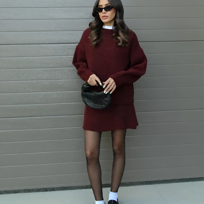 Claudia – Conjunto de Punto con Jersey y Falda para Mujer