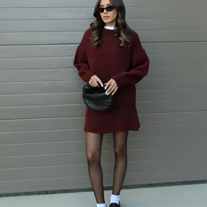 Claudia – Conjunto de Punto con Jersey y Falda para Mujer