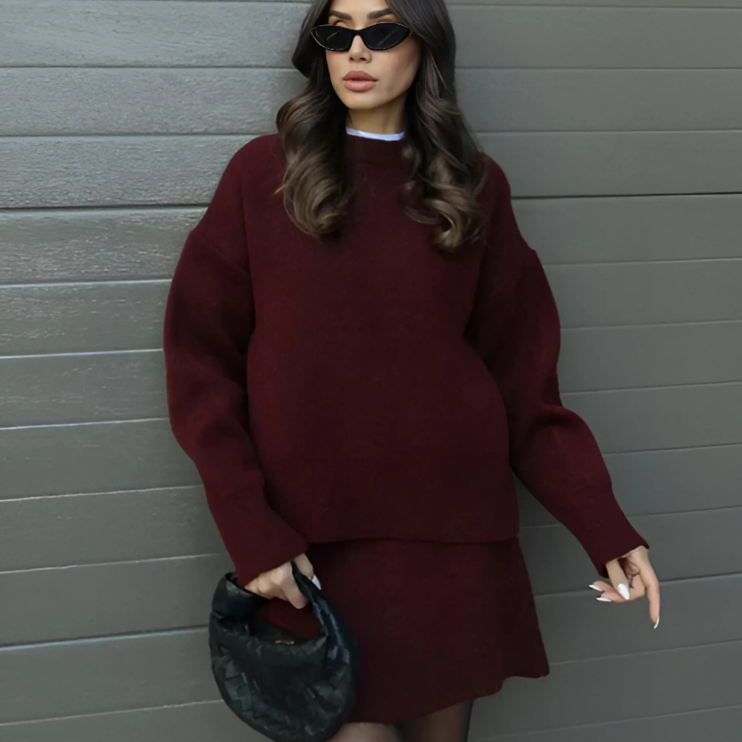 Claudia – Conjunto de Punto con Jersey y Falda para Mujer