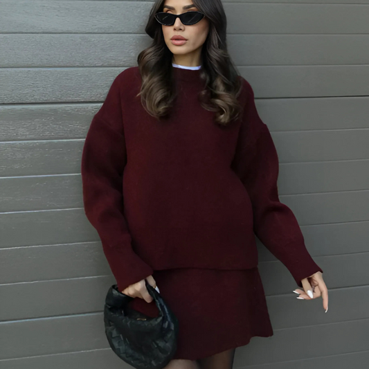Claudia – Conjunto de Punto con Jersey y Falda para Mujer