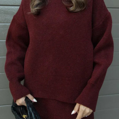 Claudia – Conjunto de Punto con Jersey y Falda para Mujer