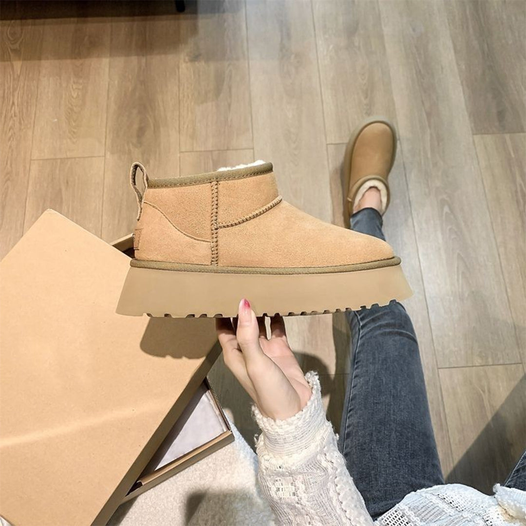 Valeria - Botas de caña baja con forro de borrego para mujer