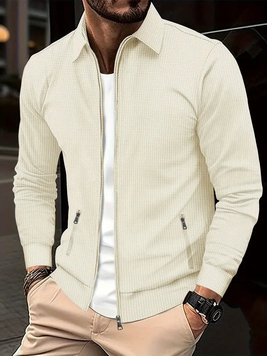 Leo – Chaqueta Casual con Cremallera y Cuello Camisero para Hombre