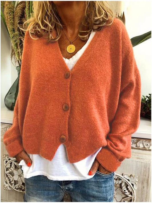 Eva - Cárdigan verde de punto con botones para mujer