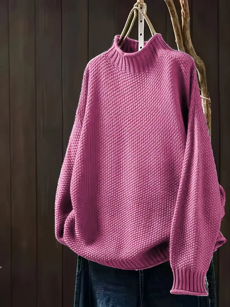 Aurora - Jersey de punto grueso para mujer con cuello alto