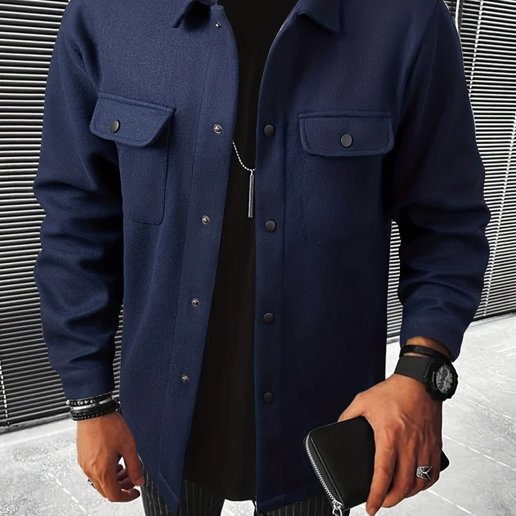 Adrián - Sobrecamisa beige de manga larga con bolsillos