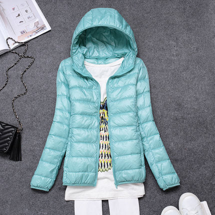 Sofía - Chaqueta acolchada ligera turquesa con capucha