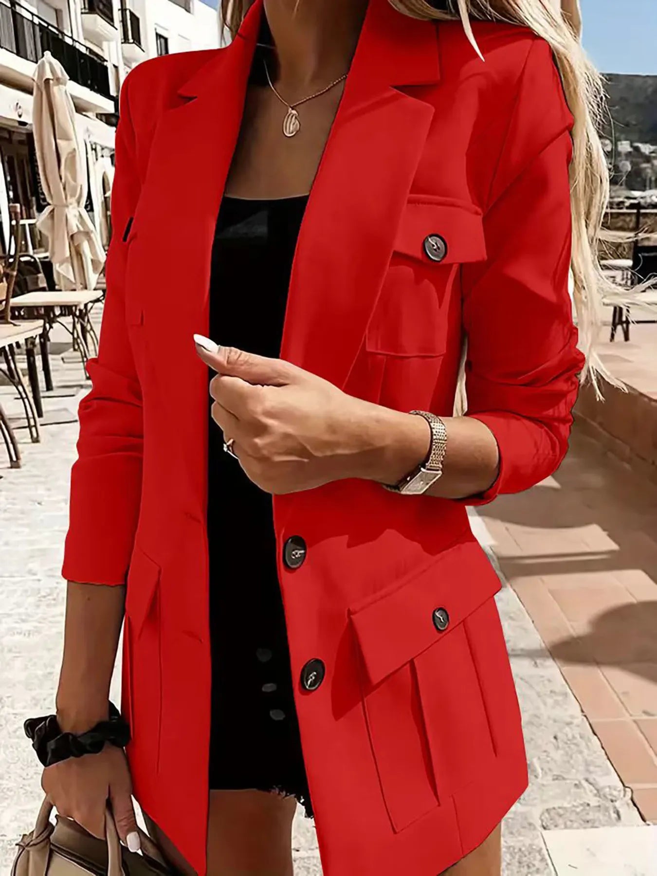 Helena - Blazer con bolsillos y botones decorativos mujer