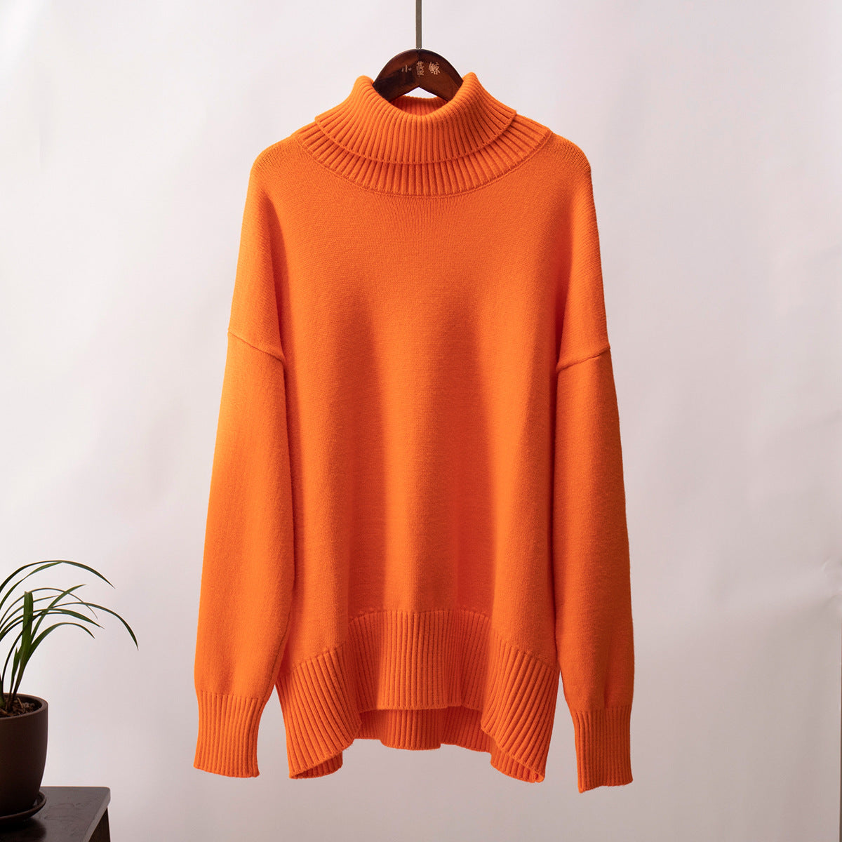 Paula - Suéter verde de cuello alto oversize para mujer