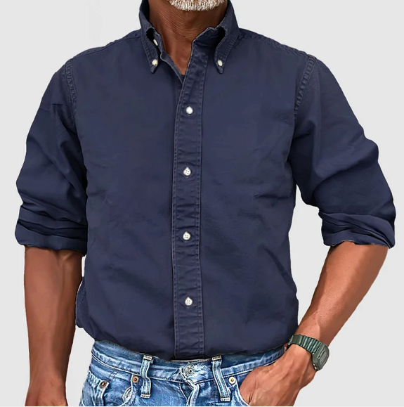 Rafael – Camisa Casual de Algodón con Cuello Abotonado para Hombre
