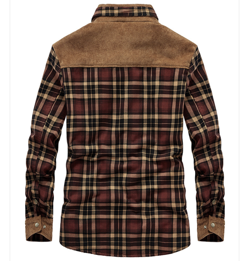 Andrés - Sobrecamisa de franela a cuadros con forro polar para hombre
