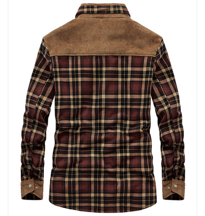 Andrés - Sobrecamisa de franela a cuadros con forro polar para hombre