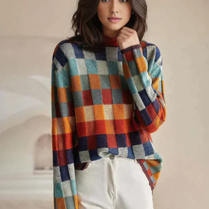 Vera – Jersey de cuadros retro mujer