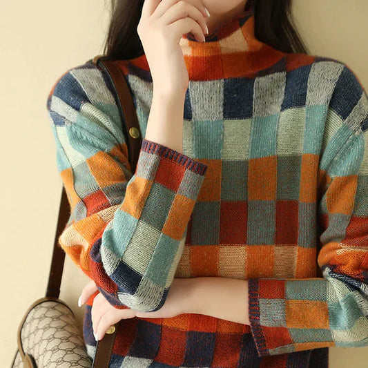 Vera – Jersey de cuadros retro mujer