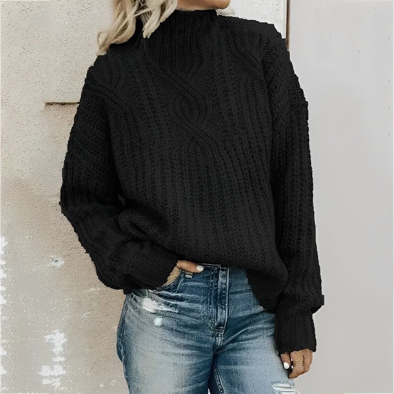 Andrea - Jersey cachemira de punto grueso con cuello alto mujer