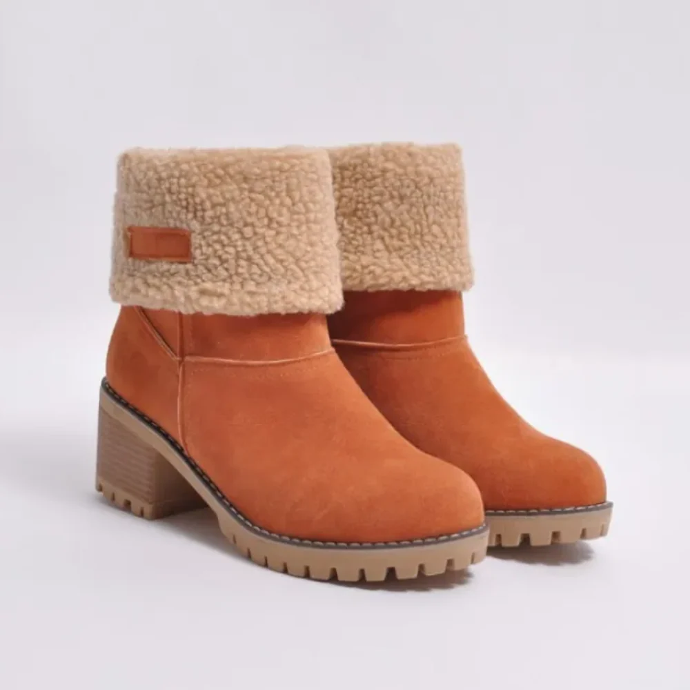 Daniela - Botas de invierno para mujer con forro cálido y tacón ancho