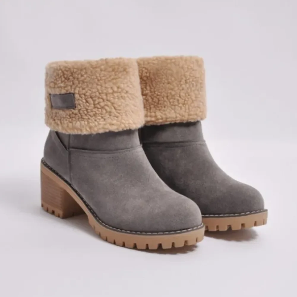 Daniela - Botas de invierno para mujer con forro cálido y tacón ancho