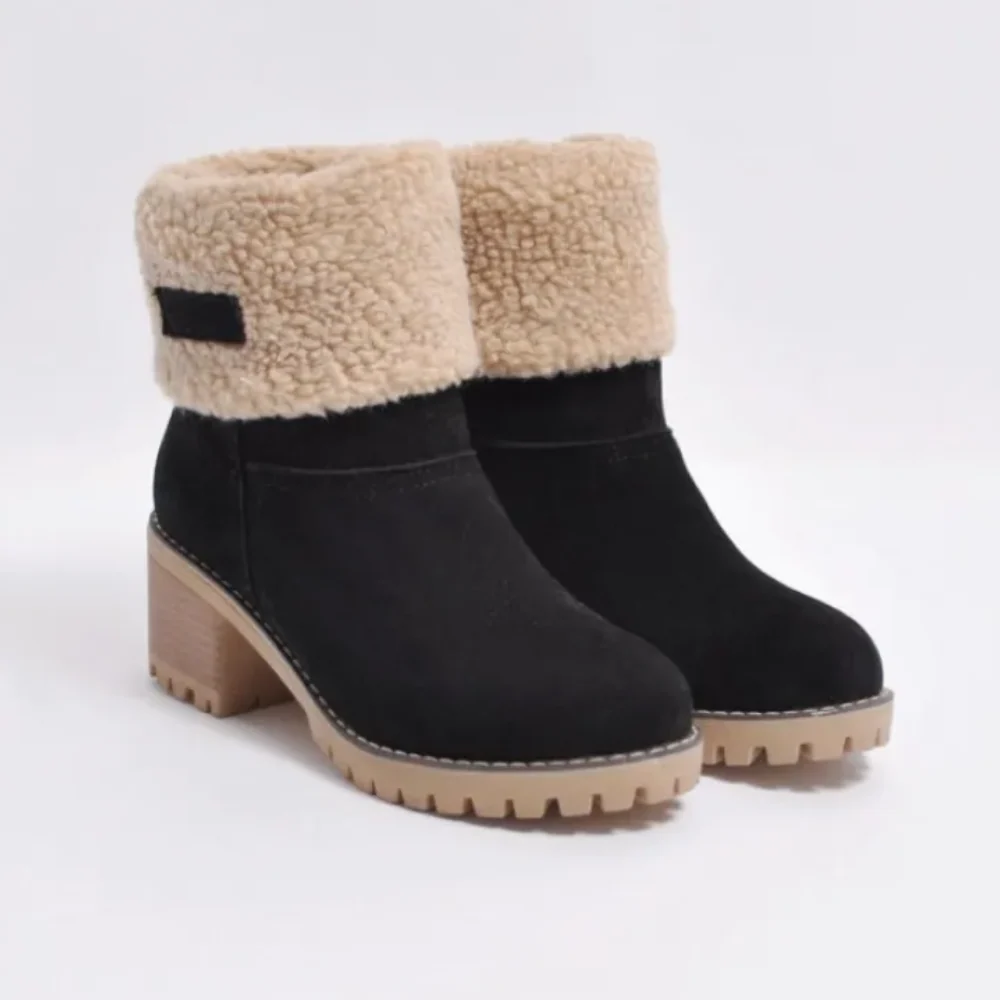 Daniela - Botas de invierno para mujer con forro cálido y tacón ancho