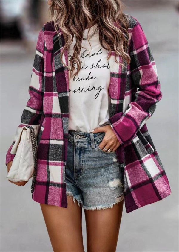 Carolina - Chaqueta algodón ligera de cuadros tipo sobrecamisa mujer