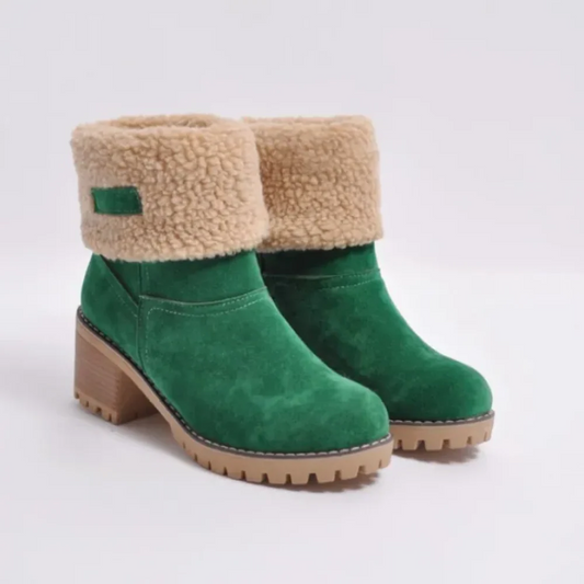 Daniela - Botas de invierno para mujer con forro cálido y tacón ancho
