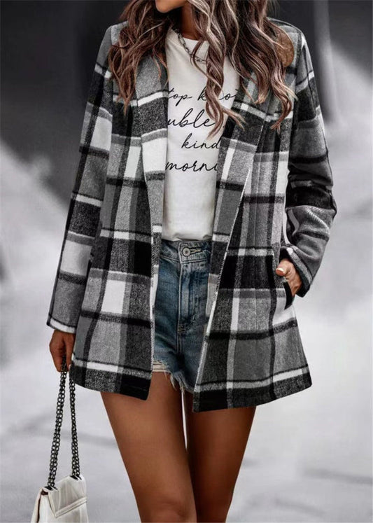 Carolina - Chaqueta algodón ligera de cuadros tipo sobrecamisa mujer