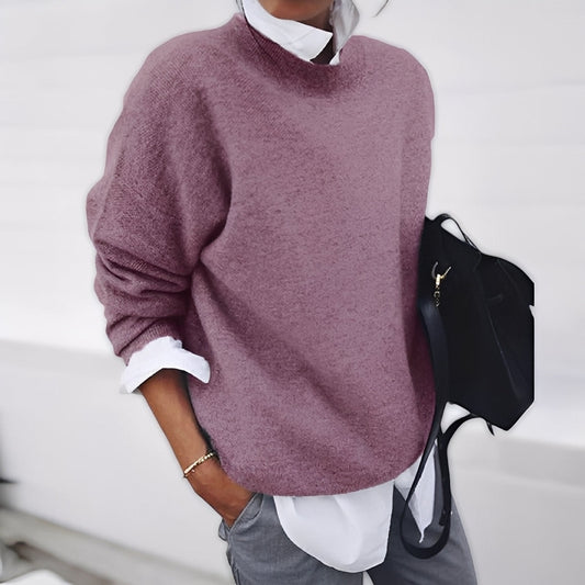 Olivia - Suéter de mujer oversize con cuello redondo y manga larga