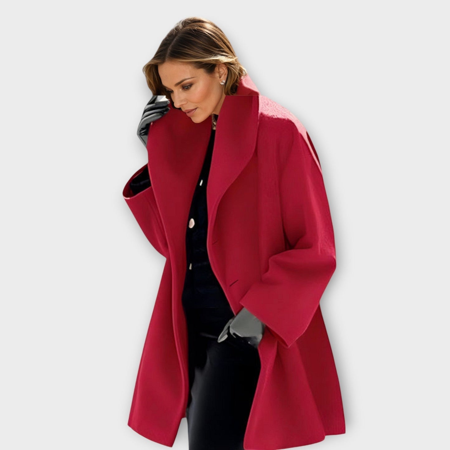 Paola - Abrigo de lana para mujer oversize color púrpura