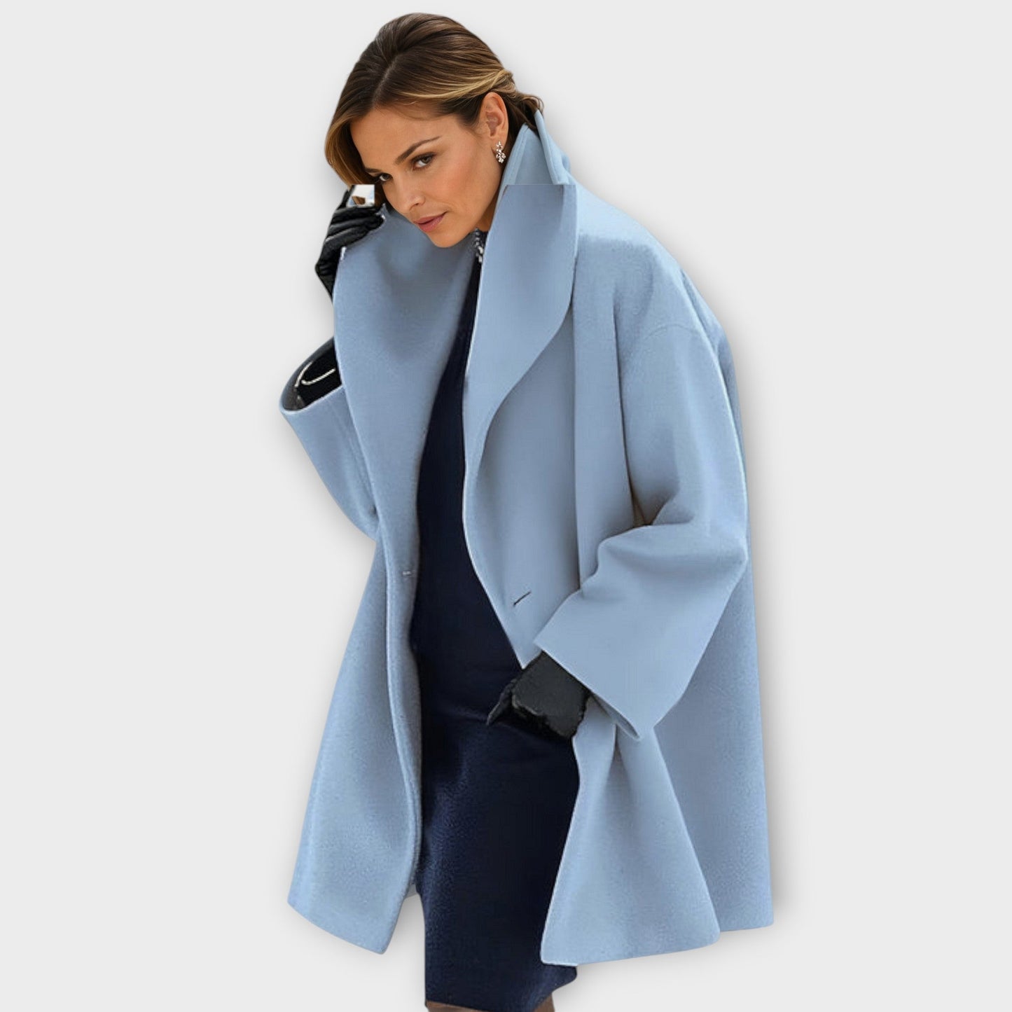 Paola - Abrigo de lana para mujer oversize color púrpura