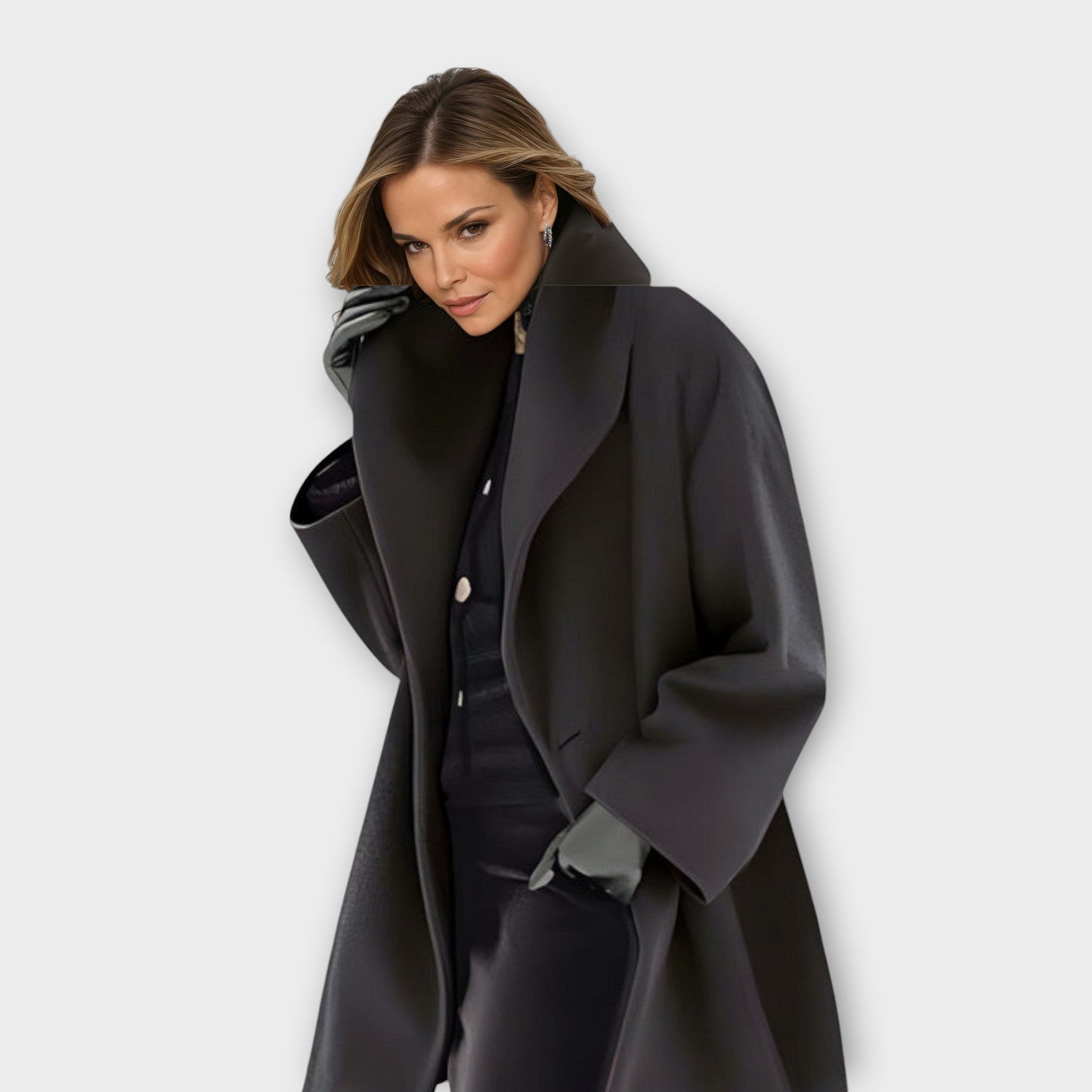 Paola - Abrigo de lana para mujer oversize color púrpura