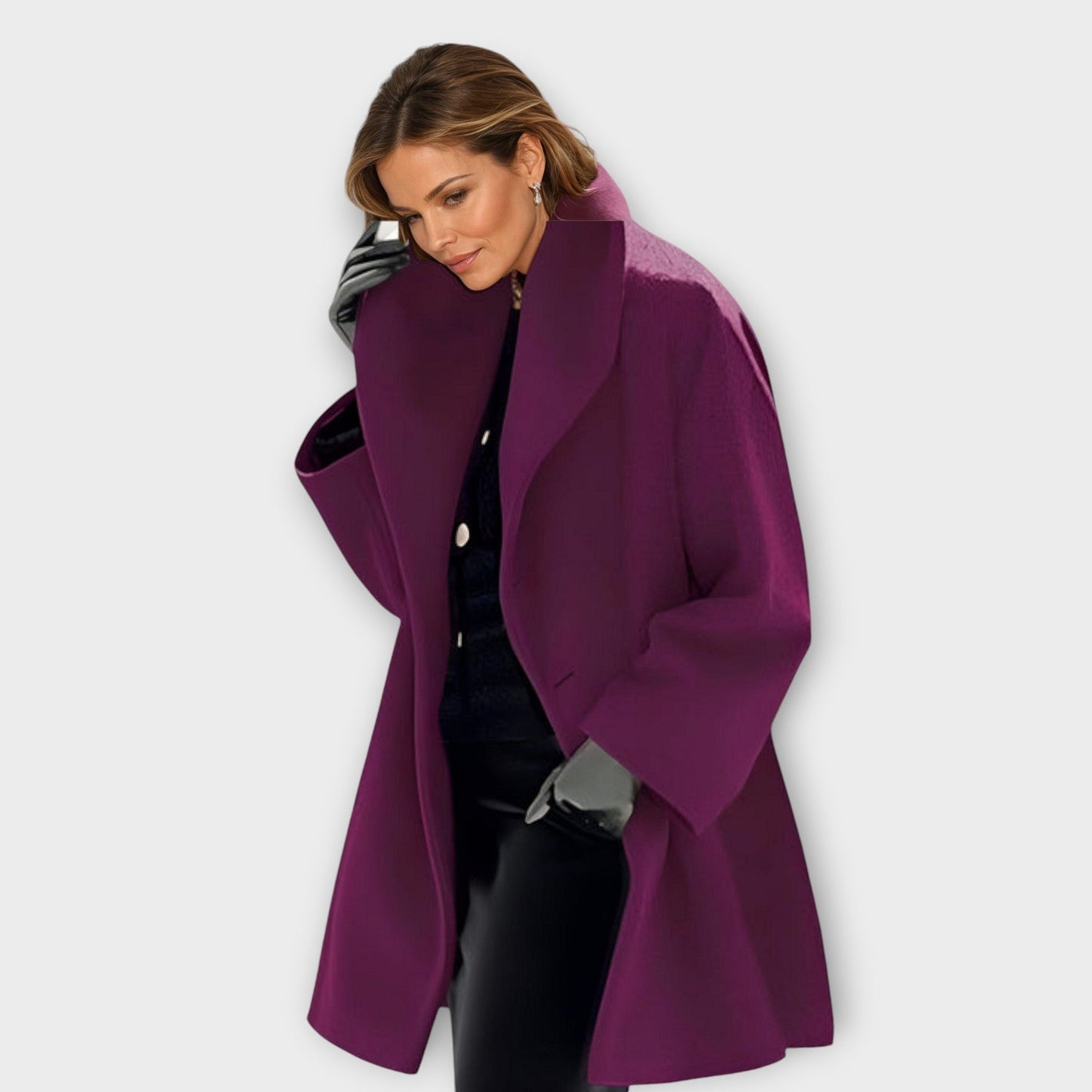 Paola - Abrigo de lana para mujer oversize color púrpura