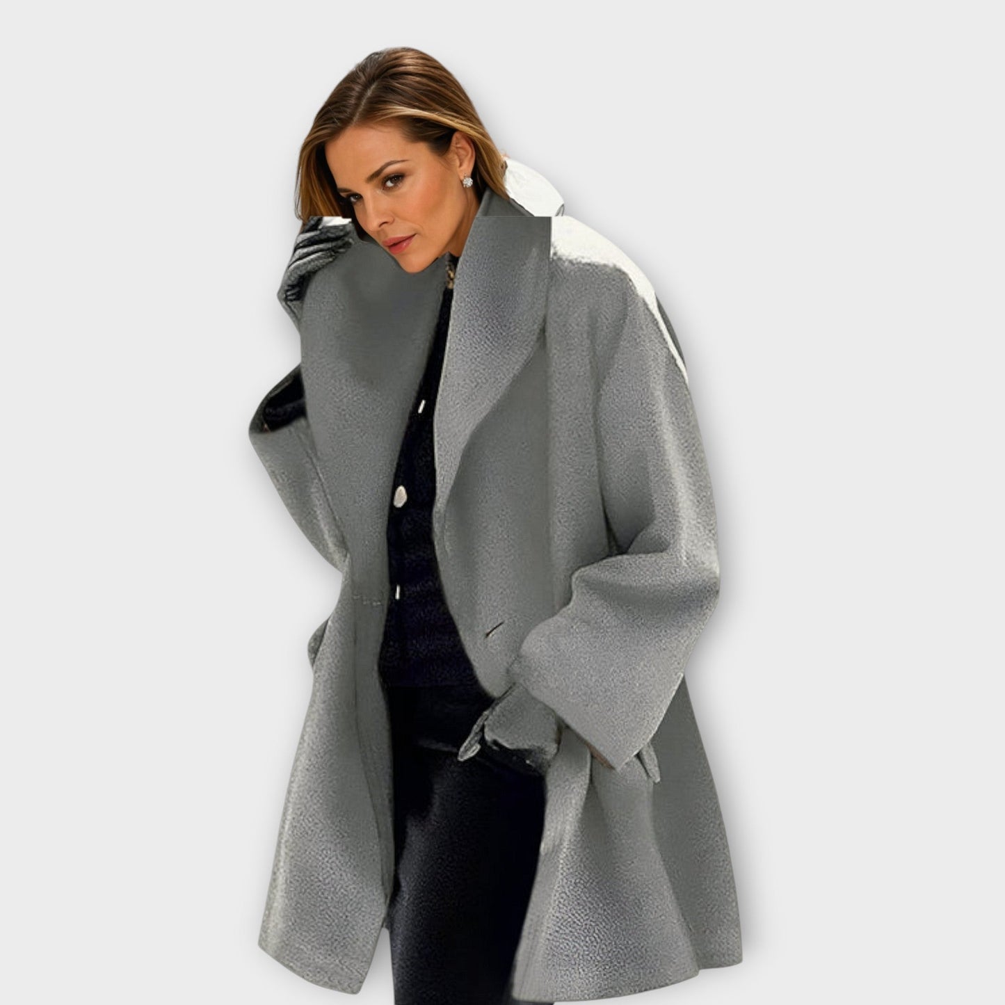 Isabella - Abrigo de mujer oversize con solapas amplias