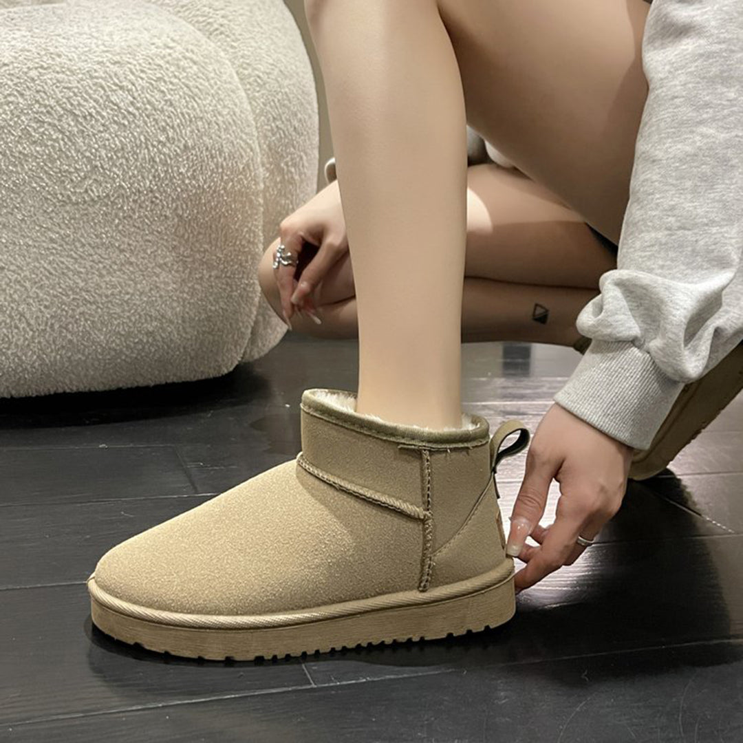 Valeria - Botas de caña baja con forro de borrego para mujer