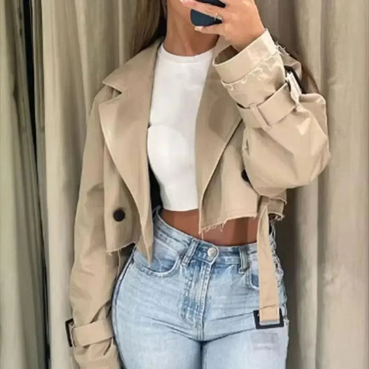 Clara – Chaqueta algodón corta tipo trench para mujer
