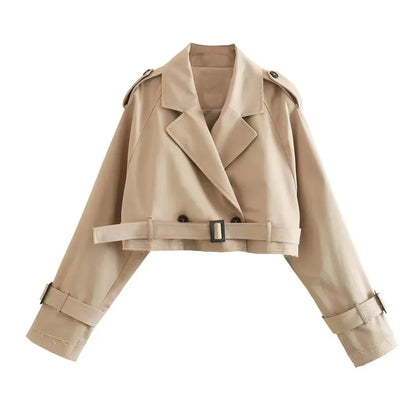 Clara – Chaqueta algodón corta tipo trench para mujer