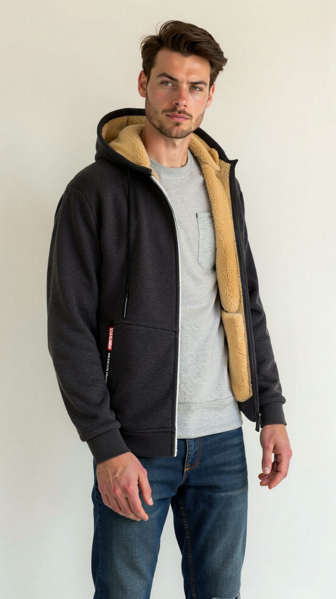 Marco - Sudadera con capucha para hombre forrada