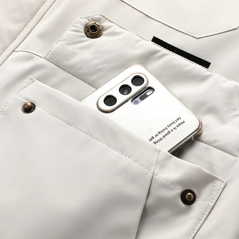 Sergio - Chaqueta técnica con capucha y múltiples bolsillos para hombre