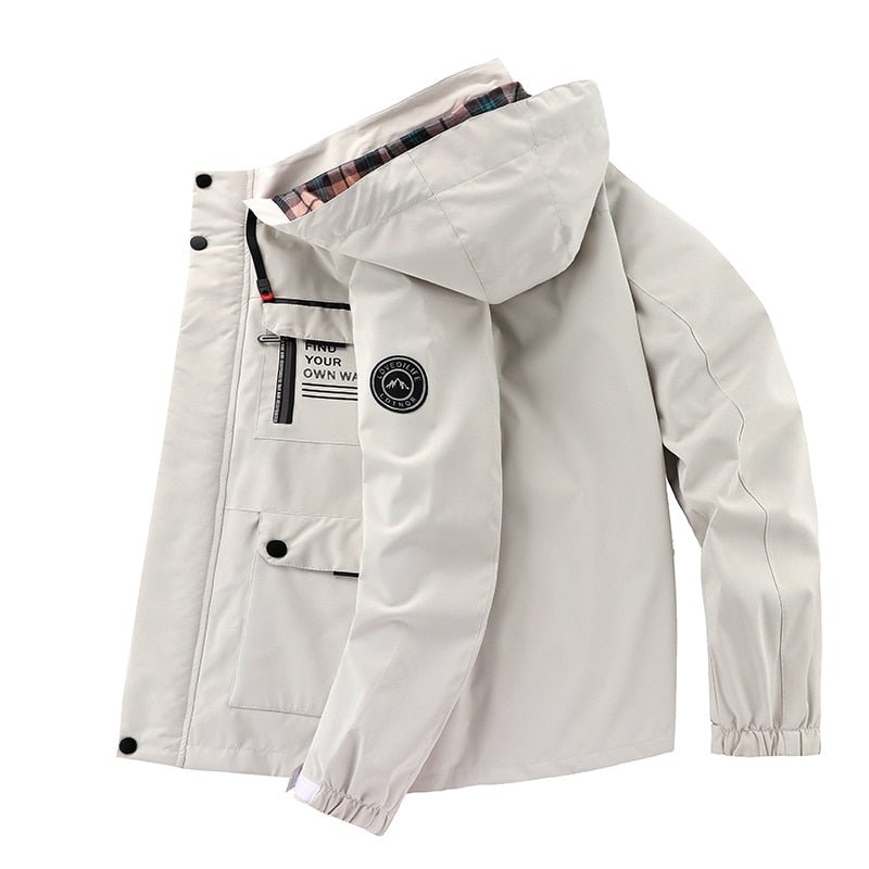 Sergio - Chaqueta técnica con capucha y múltiples bolsillos para hombre