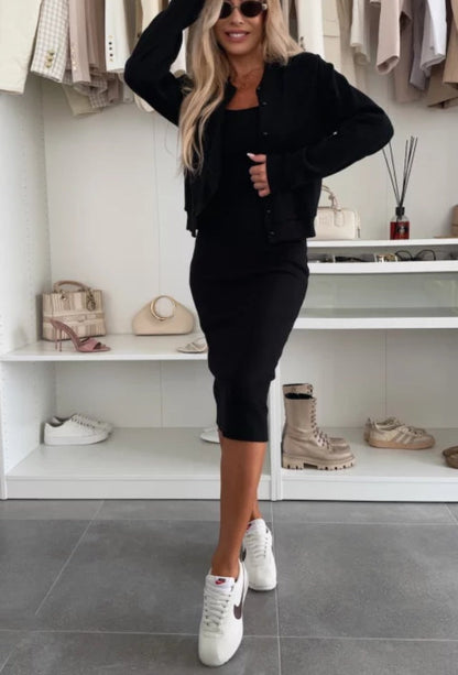 Elena – Conjunto de vestido midi con chaqueta