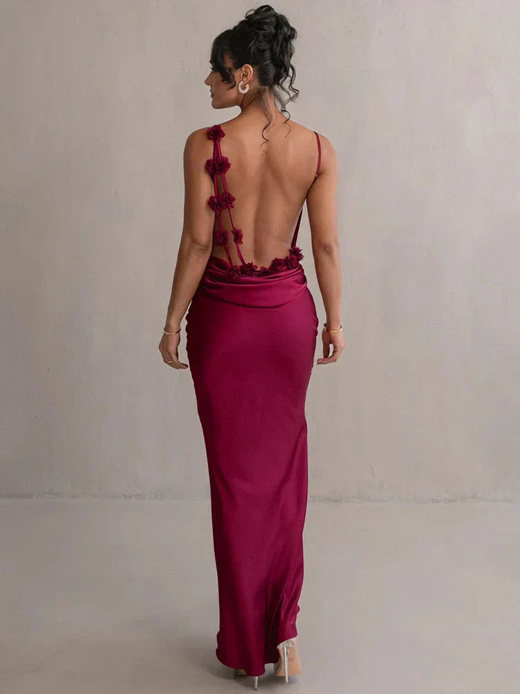 Sofía - Vestido largo de mujer satinado con tirantes