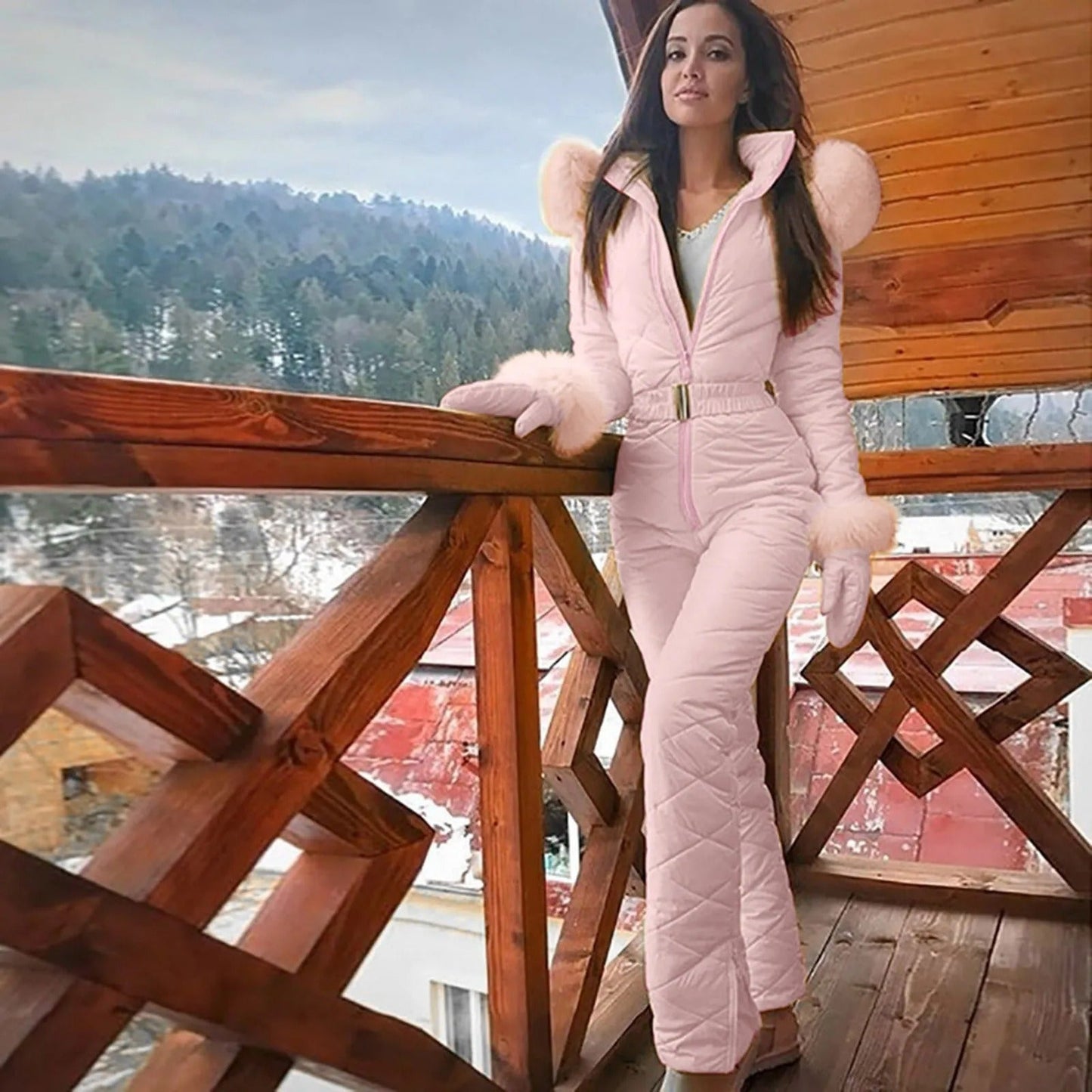 Valeria – Mono  algodón de esquí acolchado con cinturón