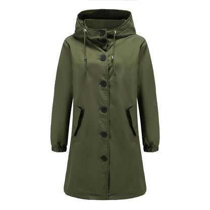 Valeria - Chaqueta impermeable verde con capucha para mujer