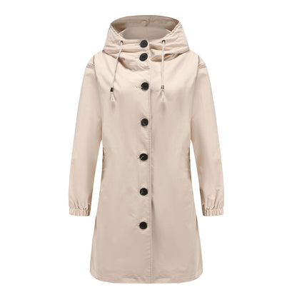 Valeria - Chaqueta impermeable verde con capucha para mujer