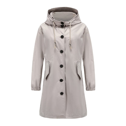 Valeria - Chaqueta impermeable verde con capucha para mujer