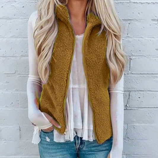 Emma - Chaleco de felpa con cremallera y estilo casual mujer