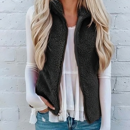 Emma - Chaleco de felpa con cremallera y estilo casual mujer