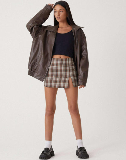 Daniela - Chaqueta oversize de mujer en cuero con bolsillos