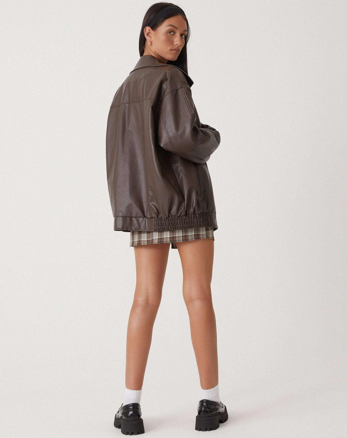 Daniela - Chaqueta oversize de mujer en cuero con bolsillos